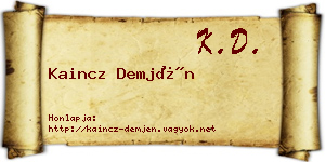 Kaincz Demjén névjegykártya